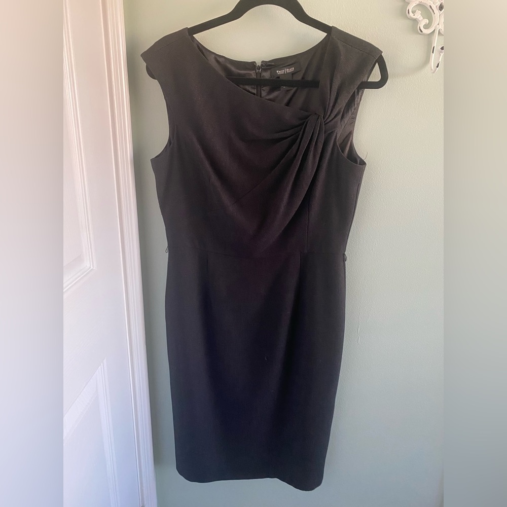 WHBM black/white asymmetrical neck line sheath dress